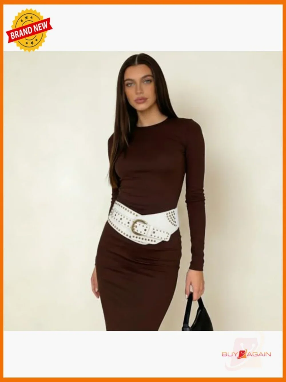 Vintage Wide Elastic Belt with Metal Studs and Buckle